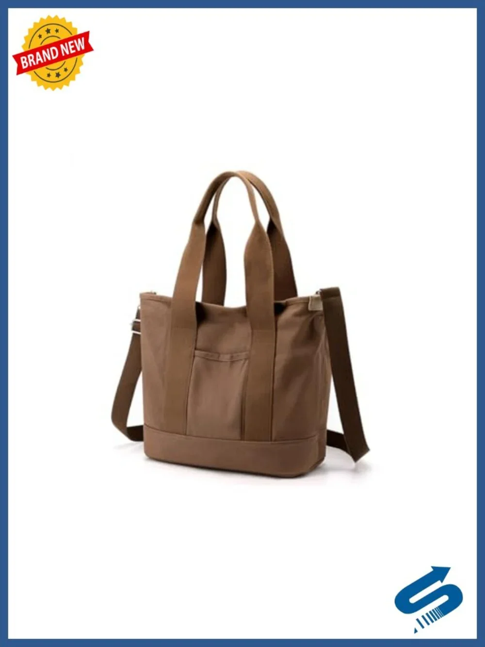 Large Canvas Crossbody Tote Handbag Multi-Pockets Shoulder Bag for Women